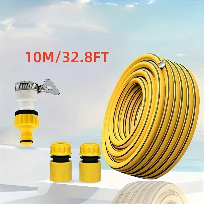 Flexible Water Hose with Quick Connector - Durable PVC & Elastane Blend, High-Pressure Resistant, US/EU Threads for Garden, Lawn, Car Washing, Garage Irrigation & Outdoor Cleaning