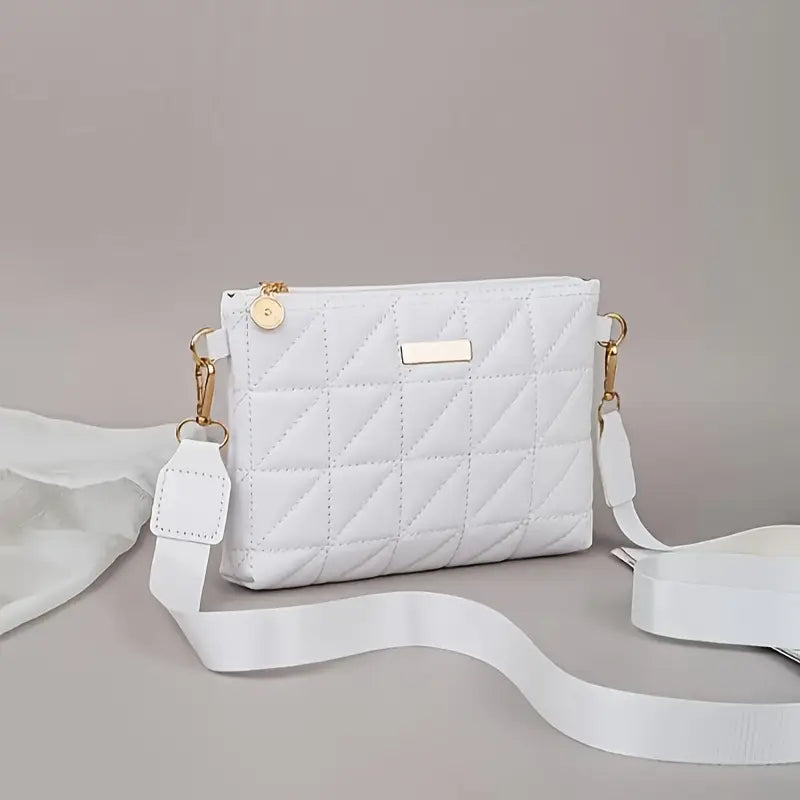 Fashionable Striped Shoulder/Body Crossbody/Handbag with Delicate Hardware Accessories, Zipper Closure, Black/White Multifunctional Bag for Daily Use and Travel