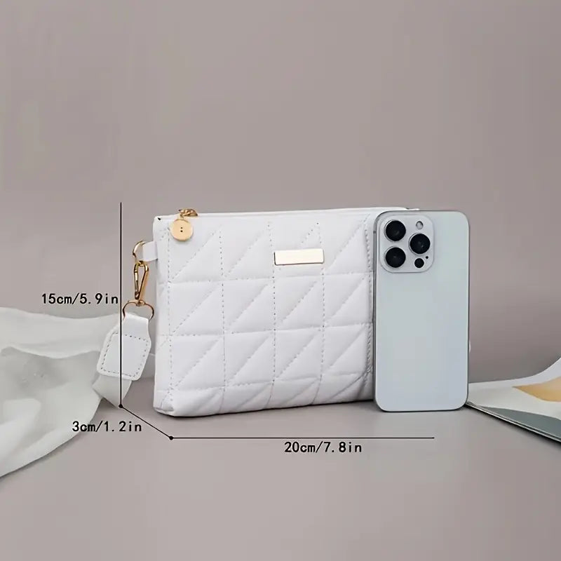 Fashionable Striped Shoulder/Body Crossbody/Handbag with Delicate Hardware Accessories, Zipper Closure, Black/White Multifunctional Bag for Daily Use and Travel