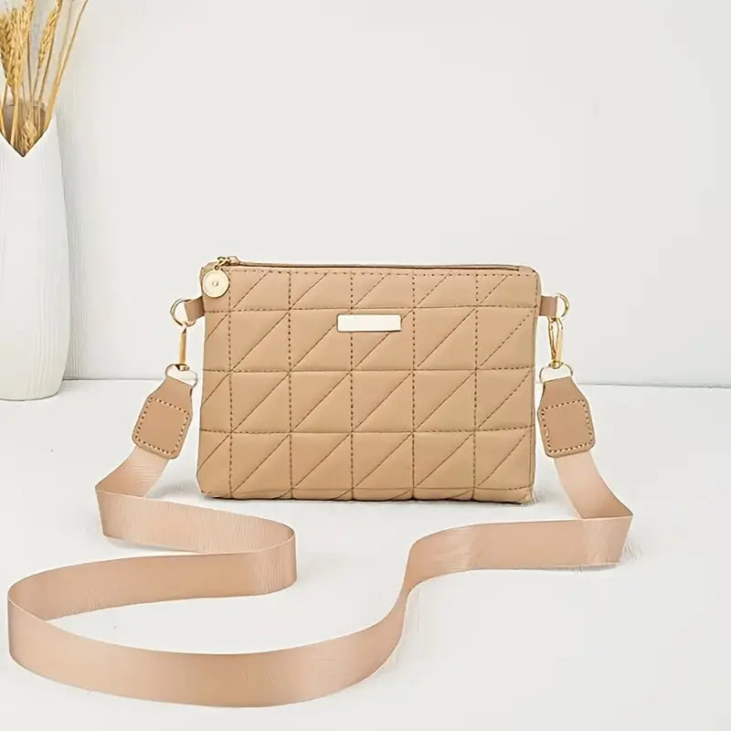 Fashionable Striped Shoulder/Body Crossbody/Handbag with Delicate Hardware Accessories, Zipper Closure, Black/White Multifunctional Bag for Daily Use and Travel