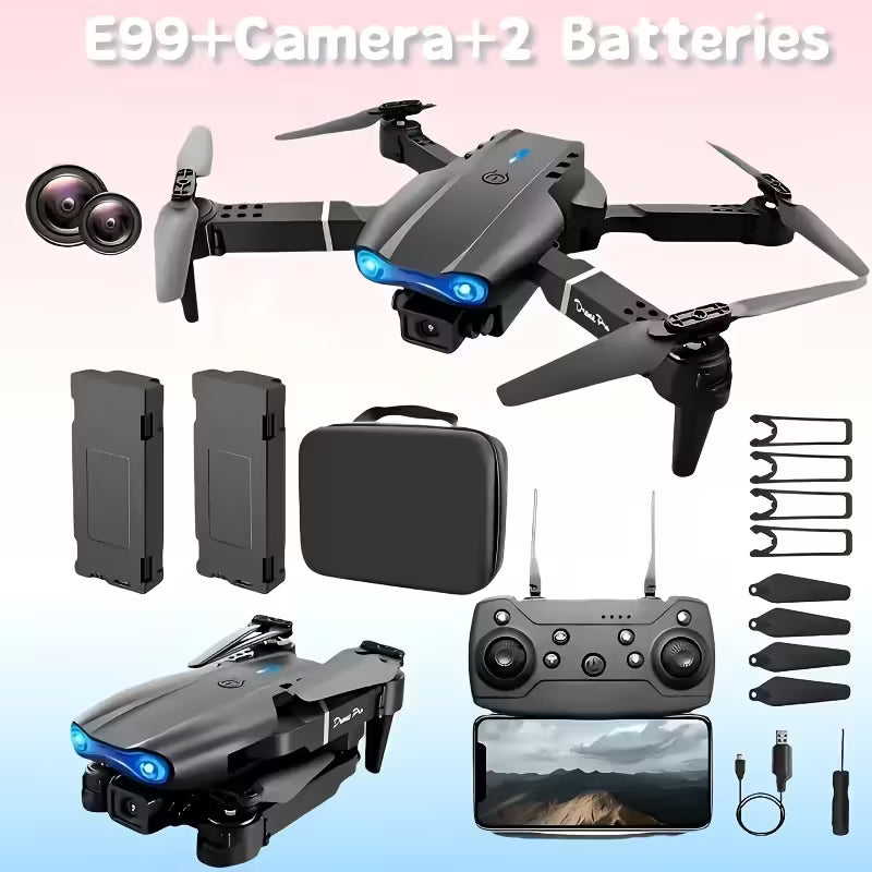 E88 Drone with Camera, Foldable Rc Drone with APP Control, Real-time Video Remote Control Quadcopter, Comes with 2 Batteries, Birthday Gift Indoor And Outdoor Drone Aircraft