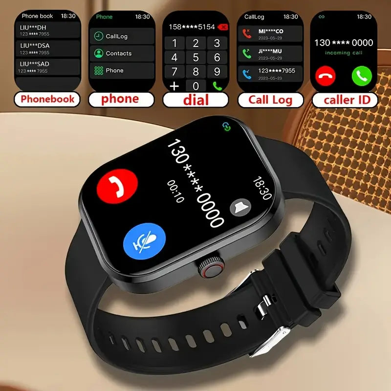 New Unisex Smartwatch Gift, 2.01-Inch Full Touchscreen Smartwatch with Calling/Answering, 100+ Exercise Modes, Pedometer, Distance, Calories