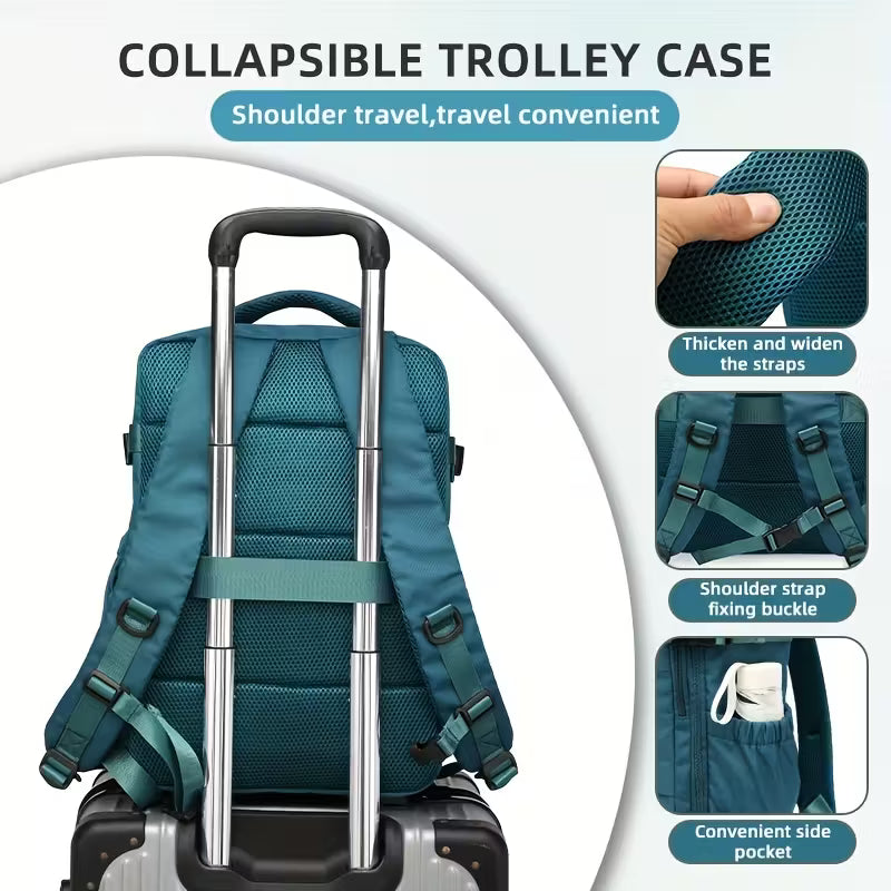 LONNKE Vacuum Compression Backpack - Airline Approved Carry-On (Fits in overhead bin), Heavy-Duty Compression Zipper, Spacious Travel & Business Backpack with Laptop Compartment, Water Bottle Pocket, Adjustable Shoulder Straps