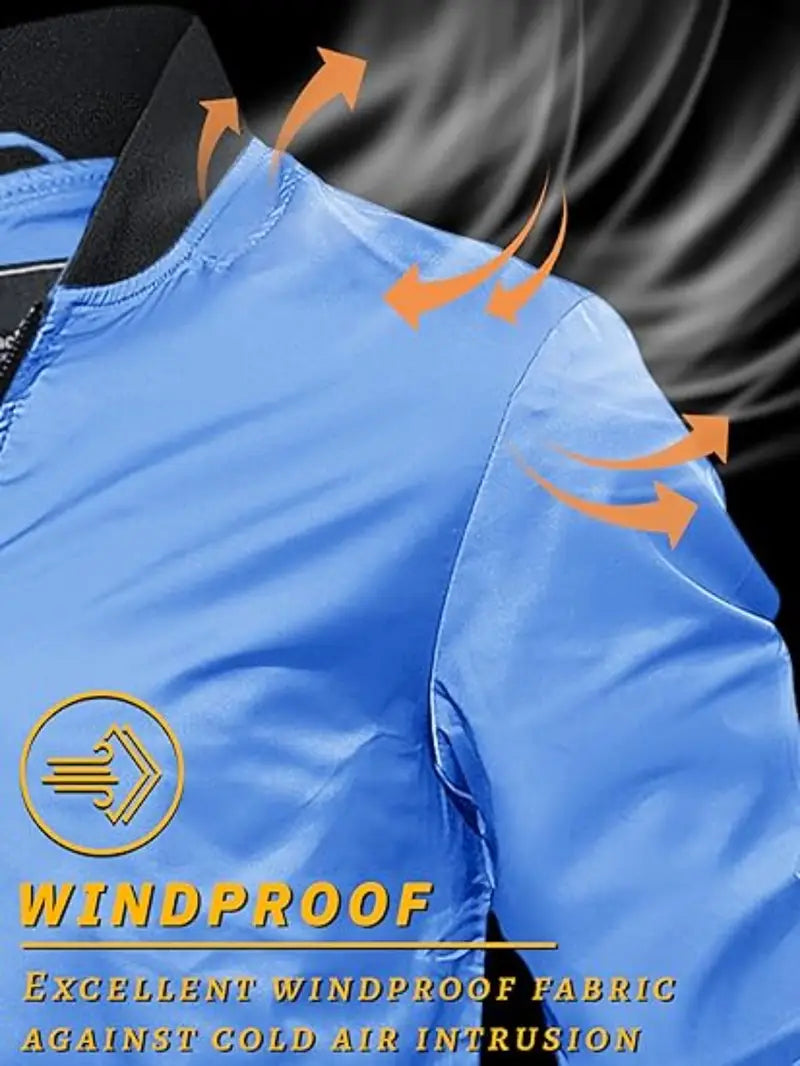 Men's Lightweight Bomber Jacket - Lightweight Zip-Up Coat with Stand-Up Collar & Side Pockets, No-Lining Casual Outerwear for Spring/Fall, Everyday