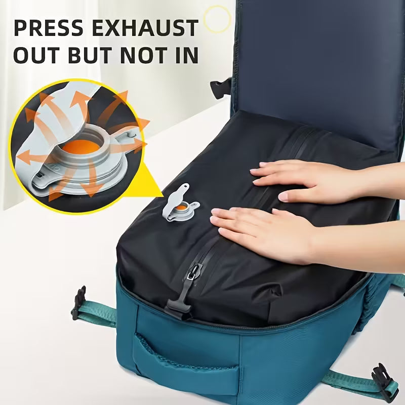 LONNKE Vacuum Compression Backpack - Airline Approved Carry-On (Fits in overhead bin), Heavy-Duty Compression Zipper, Spacious Travel & Business Backpack with Laptop Compartment, Water Bottle Pocket, Adjustable Shoulder Straps