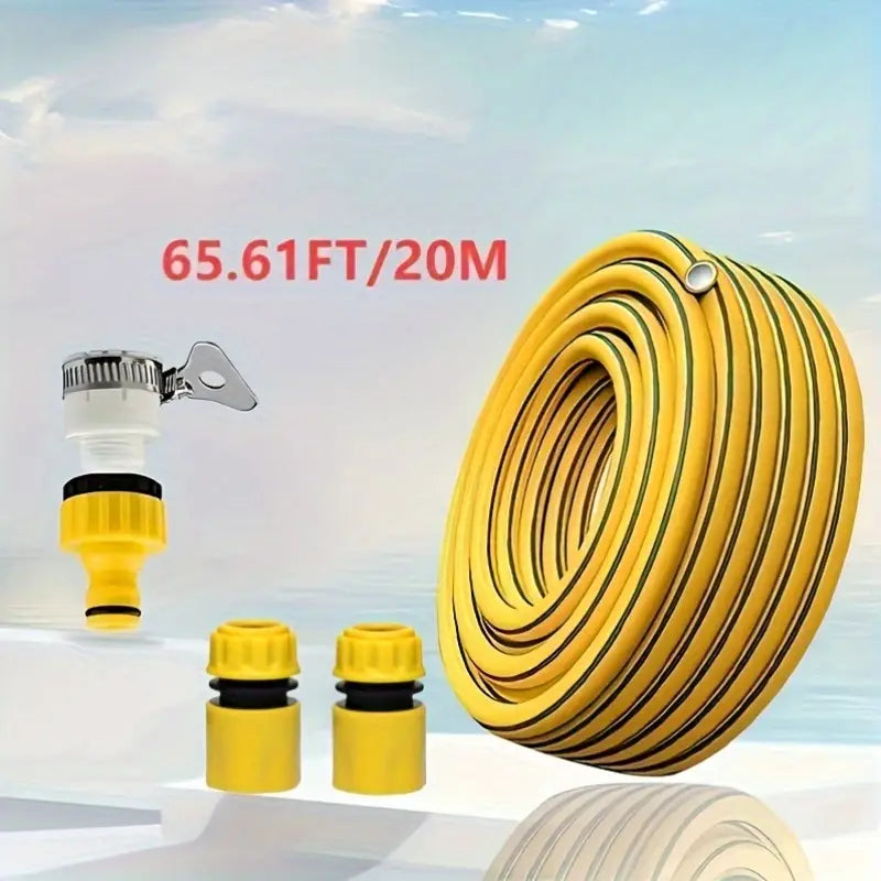 Flexible Water Hose with Quick Connector - Durable PVC & Elastane Blend, High-Pressure Resistant, US/EU Threads for Garden, Lawn, Car Washing, Garage Irrigation & Outdoor Cleaning