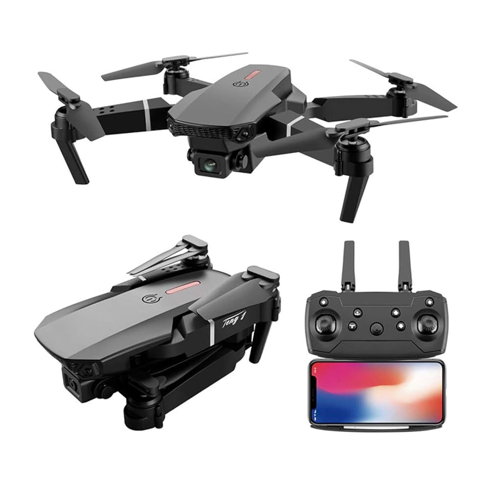 E88 Drone with Camera, Foldable Rc Drone with APP Control, Real-time Video Remote Control Quadcopter, Comes with 2 Batteries, Birthday Gift Indoor And Outdoor Drone Aircraft