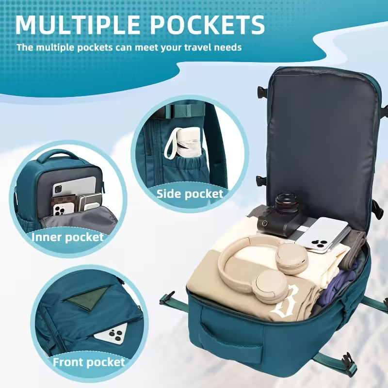 LONNKE Vacuum Compression Backpack - Airline Approved Carry-On (Fits in overhead bin), Heavy-Duty Compression Zipper, Spacious Travel & Business Backpack with Laptop Compartment, Water Bottle Pocket, Adjustable Shoulder Straps