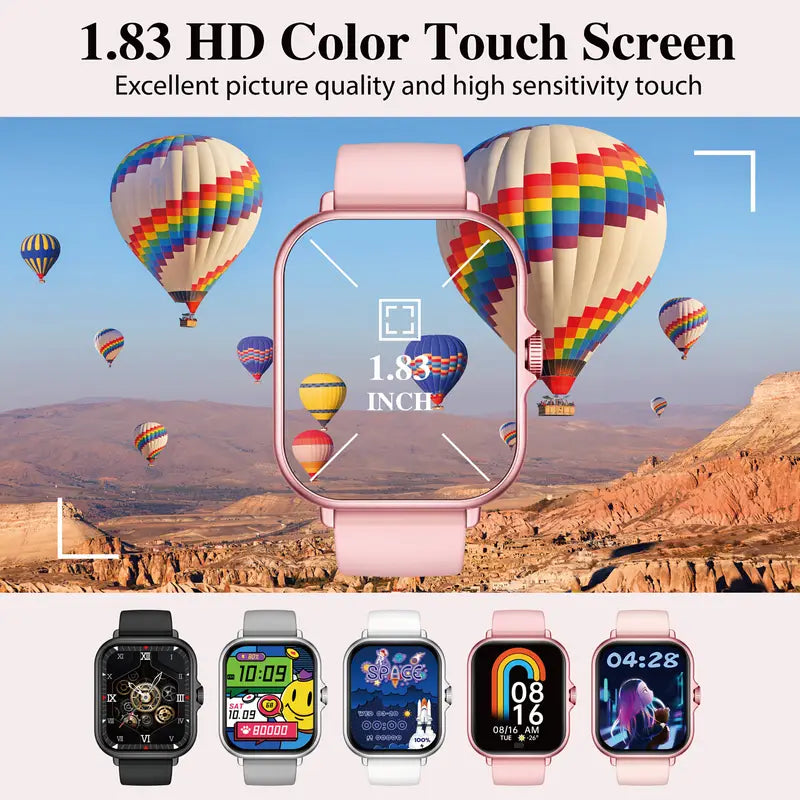 Multifunctional Sports Smart Watch, 1.83-inch Full Touch Screen Wireless Calling and Messages, Fitness Tracking Smart Watch with Multiple Sports Modes, Compatible with for Iphone and Android Phones