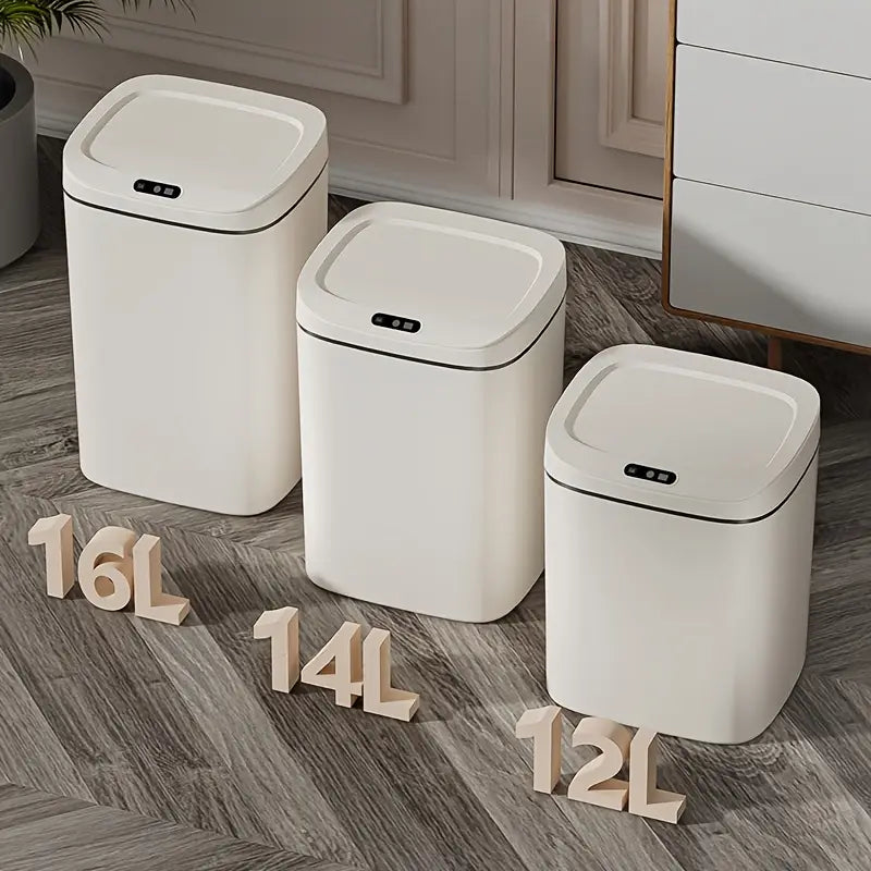 Smart Trash Can with Silent Close - Odor-Proof, Multiple Capacity Options 3.17 Gallon/3.7 Gallon/4.23 Gallon Suitable for Kitchen, Bathroom, Living Room, Office - Battery Powered AA