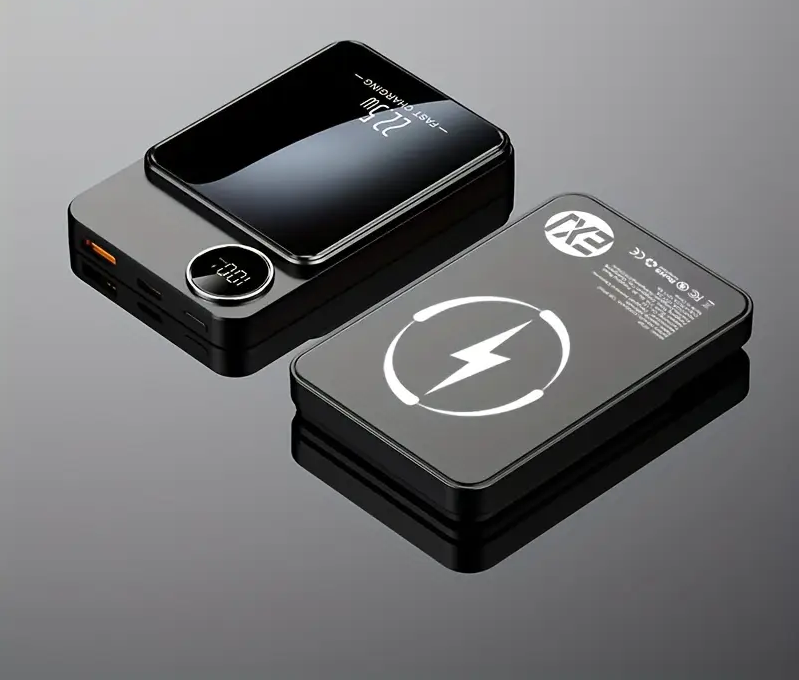 EXJ 10000mAh Magnetic Wireless Power Bank, 22.5W Fast Charging Portable Charger with USB-C & Type-C Ports, LED Display, Compact Design for iPhone 16/15/14/13/12 Series