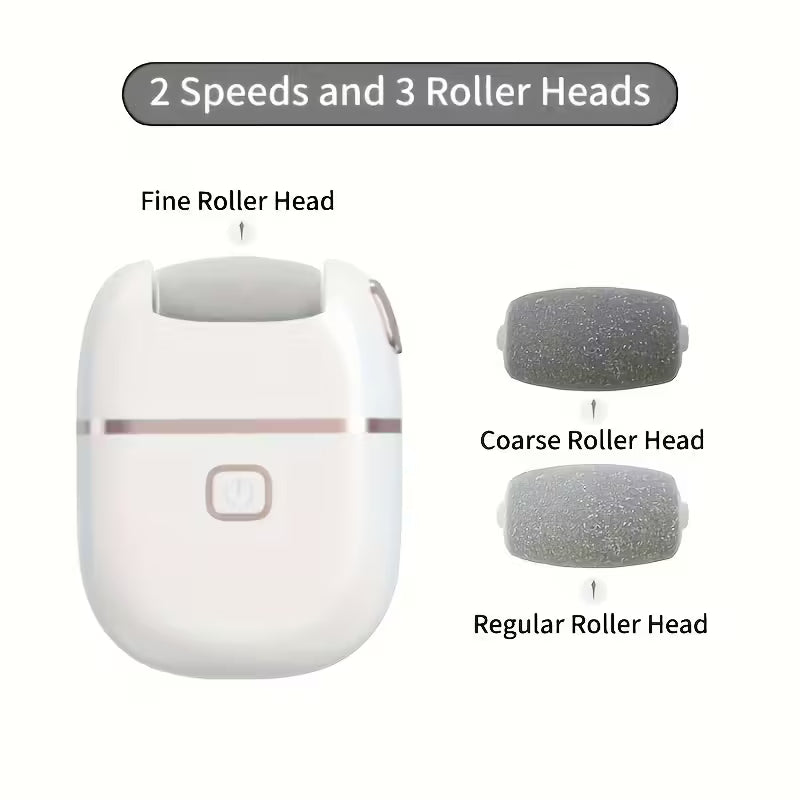 1pc Rechargeable Electric Foot Grinder with Three Replaceable Grinding Heads, Thick Grinding Head for Thick Polishing, Portable and Easy to Use, USB Charging