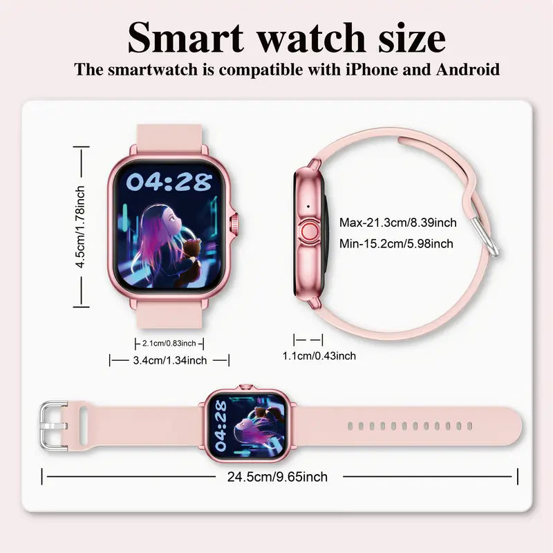 Multifunctional Sports Smart Watch, 1.83-inch Full Touch Screen Wireless Calling and Messages, Fitness Tracking Smart Watch with Multiple Sports Modes, Compatible with for Iphone and Android Phones