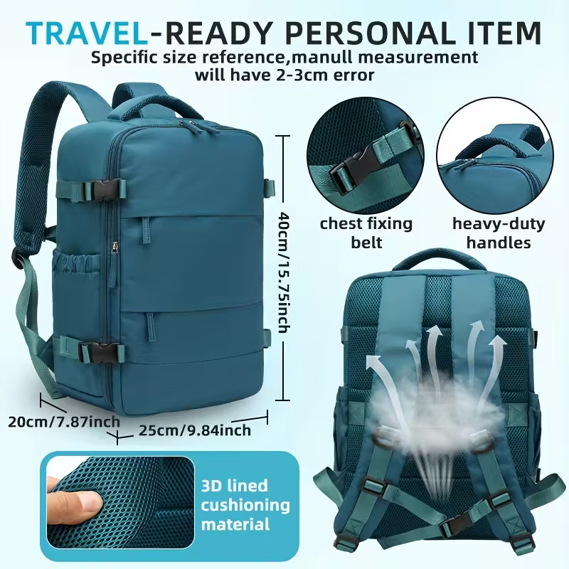 LONNKE Vacuum Compression Backpack - Airline Approved Carry-On (Fits in overhead bin), Heavy-Duty Compression Zipper, Spacious Travel & Business Backpack with Laptop Compartment, Water Bottle Pocket, Adjustable Shoulder Straps