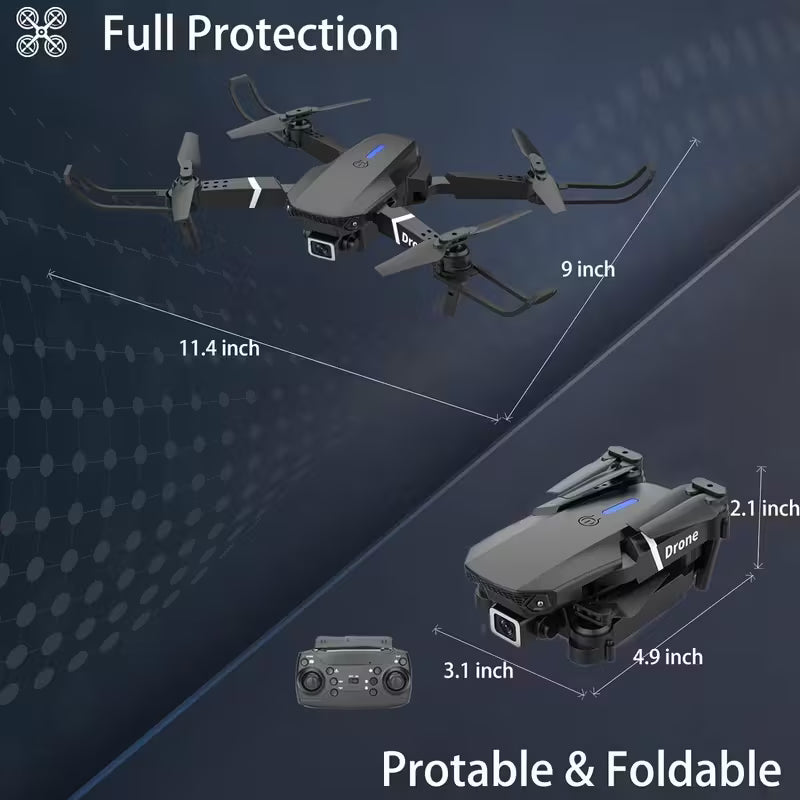 E88 Drone with Camera, Foldable Rc Drone with APP Control, Real-time Video Remote Control Quadcopter, Comes with 2 Batteries, Birthday Gift Indoor And Outdoor Drone Aircraft